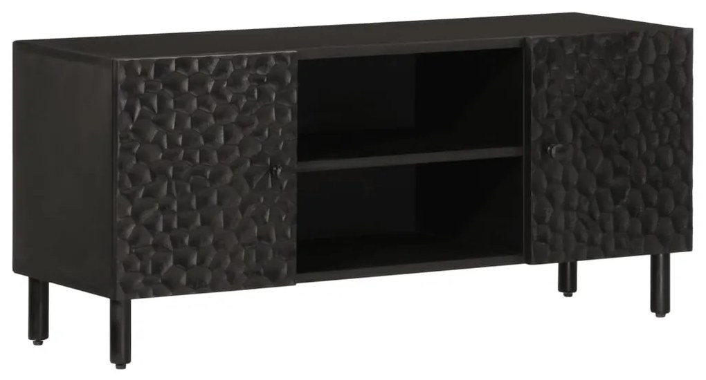 Mobile Porta Tv Nero 105x33x46 Cm İn Legno Massello Di Mango /