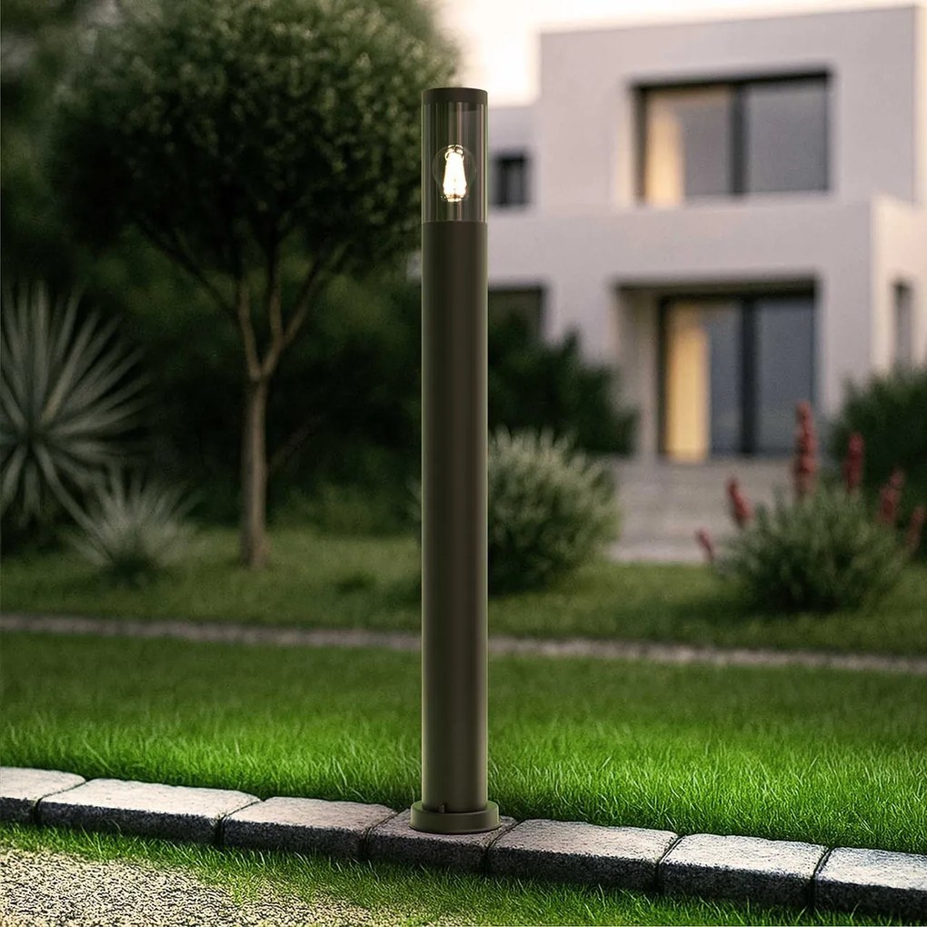 Paletto da Giardino Nero 100cm DarkLight Acciaio INOX base E27