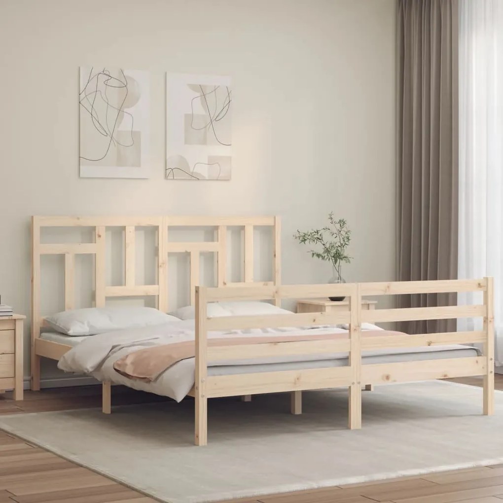 Giroletto Con Testiera 160x200 Cm İn Legno Massello /
