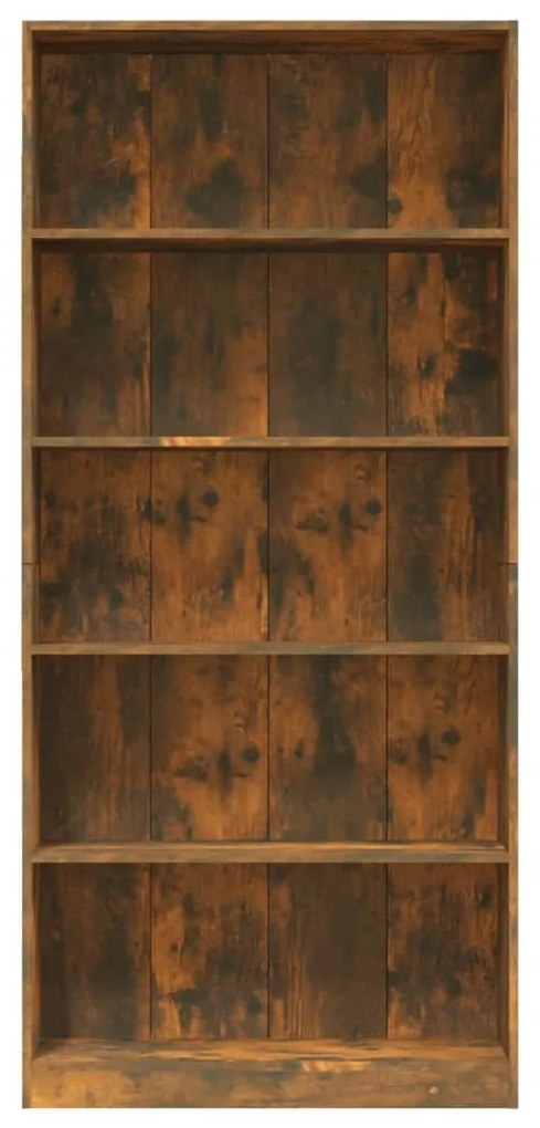 Libreria a 5 Ripiani Rovere Fumo 80x24x175 cm Legno Multistrato