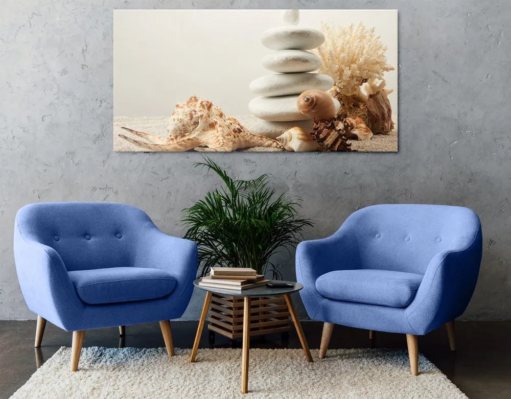 Quadro su tela – Pietre Zen con conchiglie