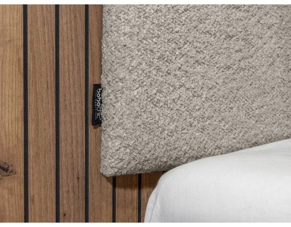 Letto matrimoniale in grigio chiaro con rete inclusa 140x190 cm Lior – Bobochic Paris