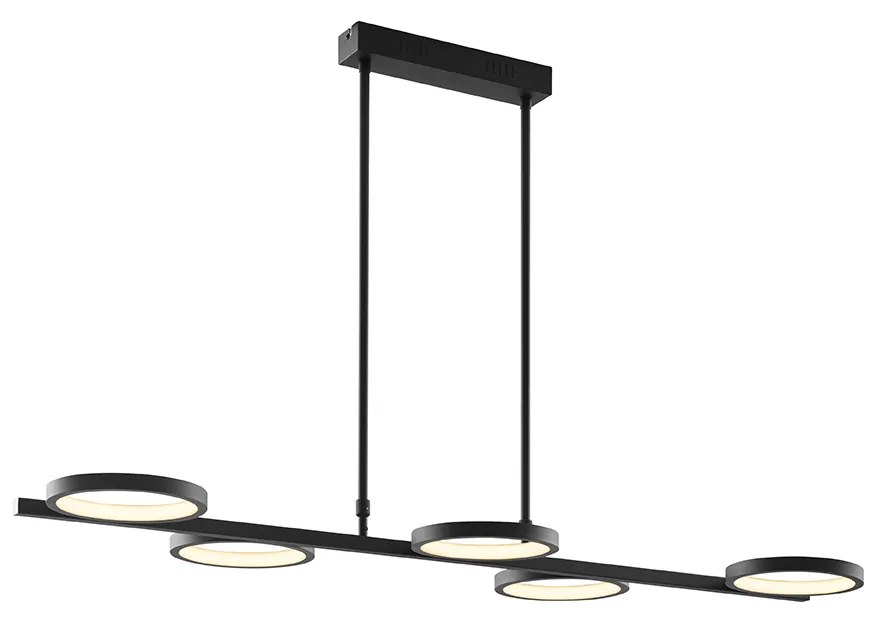 Lampada a sospensione moderna nera con LED dimmerabile a 3 livelli 5 luci - Vivé
