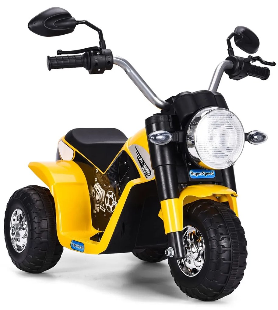 Costway Moto elettrica multifunzione per bambini da 36-95 mesi con led, 72x57x56cm Giallo
