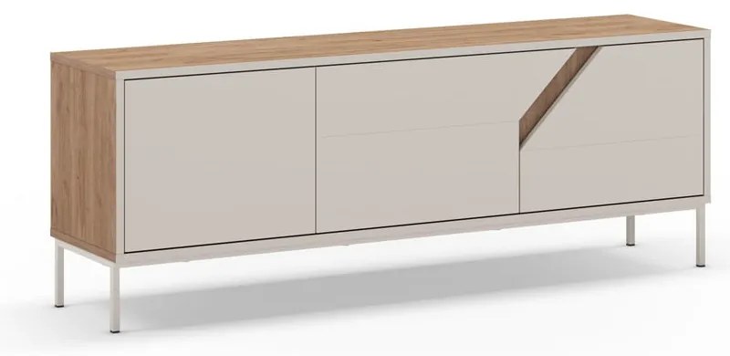 Cassettiera effetto rovere in colore crema-naturale 150x55x35 cm Lilou - Marckeric