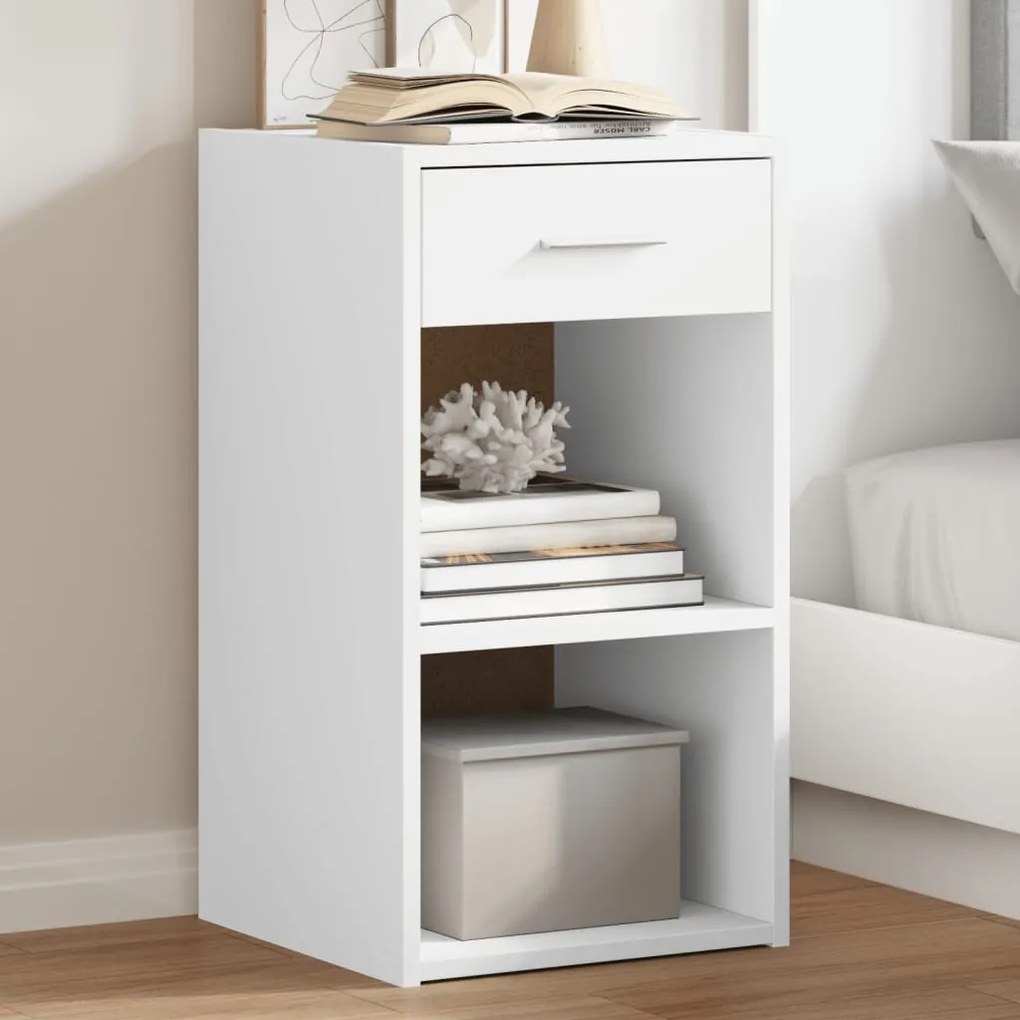 Comodini 2pz Bianchi 35x34x65 Cm İn Legno Multistrato /