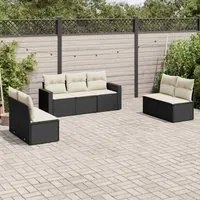 Set Divani da Giardino con Cuscini 7pz Nero Polyrattancod mxl 87539