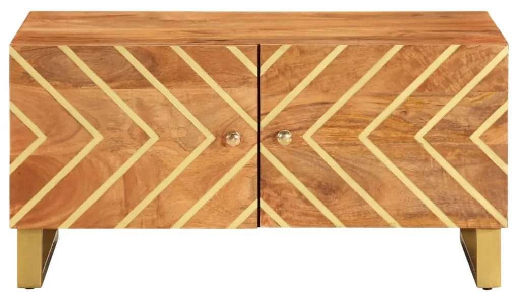 Tavolino da salotto marrone e nero 80x50x40 cm legno di mango