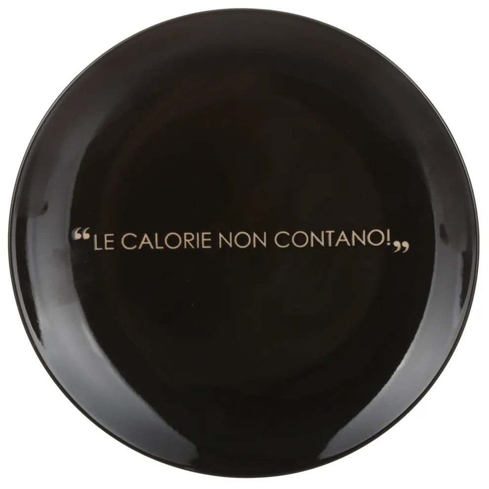 Piatto frutta nero con scritta 19,5 cm in stoneware