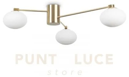 Hermes plafoniera 3 luci attacco g9 ottone lampadine incluse 90cm