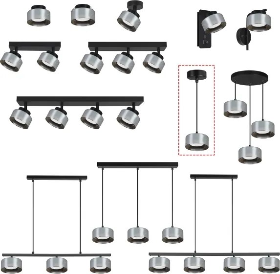Brilagi - LED Lampadario a sospensione con cavo AURA LUX 1xGX53/30W/230V nero/fumé