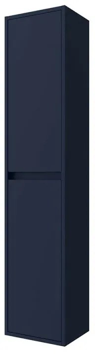 Colonna bagno sospesa 140 cm blu satinato ripiani regolabili Gaya