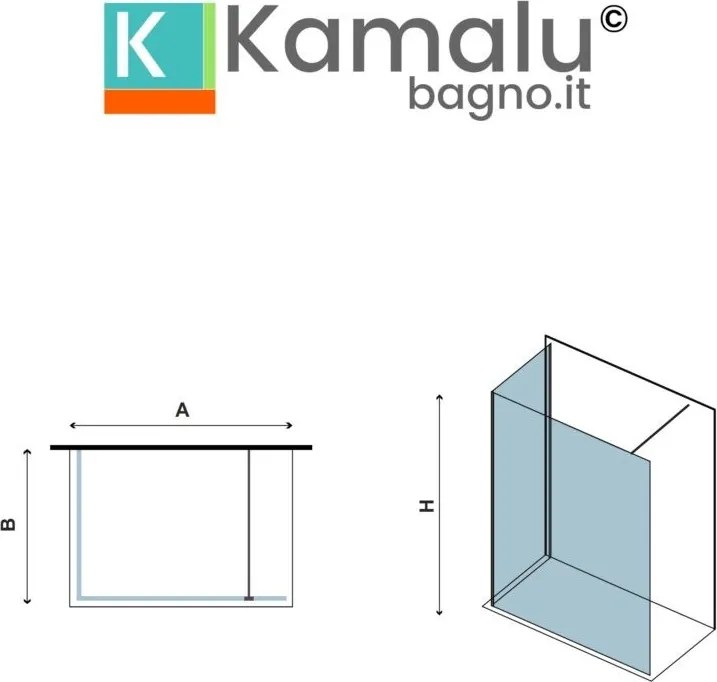 Box doccia walk in 80x140cm vetro 8mm anticalcare KW4000 - KAMALU