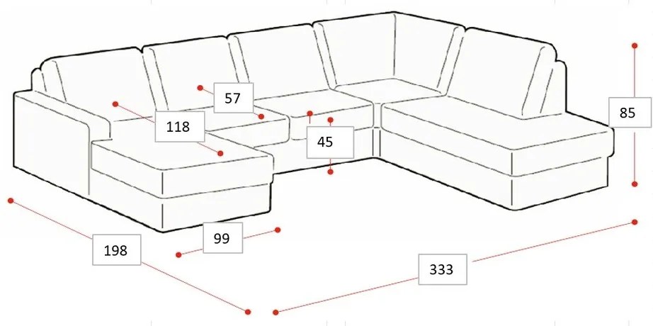 Divano angolare marrone chiaro (con penisola a destra/a U) con rivestimento in ciniglia Fabian – Scandic