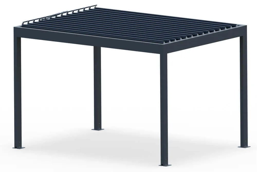 Pergola autoportante elettrica, Tetto a lamelle con apertura motorizzata; grigio antracite RAL 7016, alluminio, 1000x1600 mm