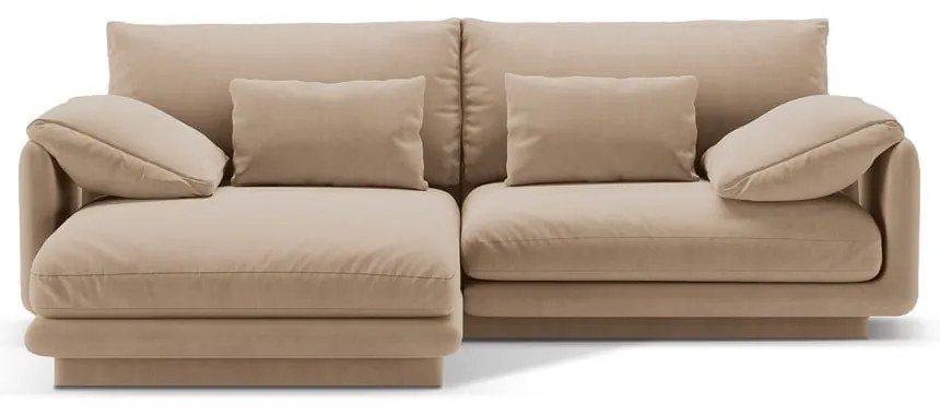 Divano angolare beige (con penisola a sinistra/con chaise lounge) con rivestimento in velluto Torino – Micadoni