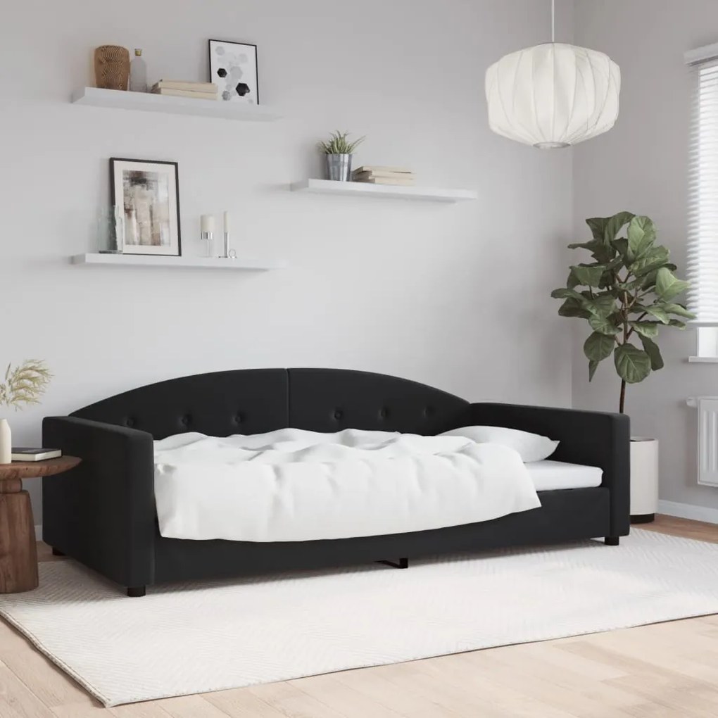 Letto Da Giorno Nero 100x200 Cm İn Velluto /