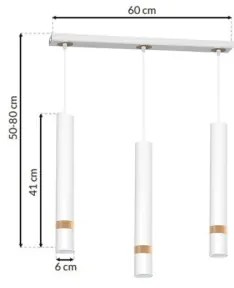 Lampadario a sospensione con filo JOKER WHITE WOOD 3xGU10/8W/230V
