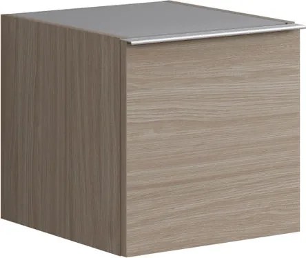 Base laterale Pixel con anta Plain olmo Rousseau e maniglia alluminio brillante L.40 H.40 P.45,5 cm.