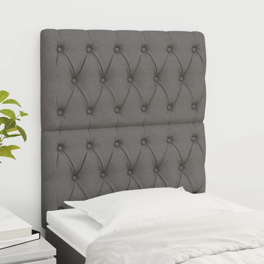 Testiera 2 Pz Grigio Scuro 80 X 7 X 78/88 Cm İn Tessuto /