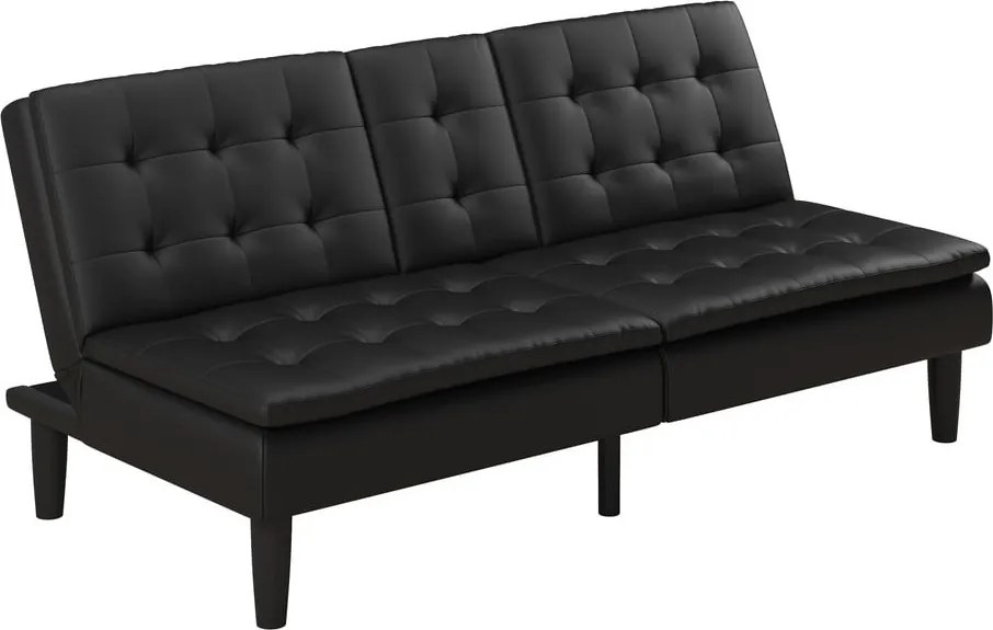 Divano letto nero in similpelle 191 cm Maine - Støraa