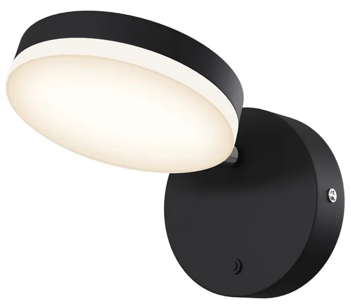 Applique Da Parete Moderno Fad Metallo Nero Acrilico 1 Luce Led 6W