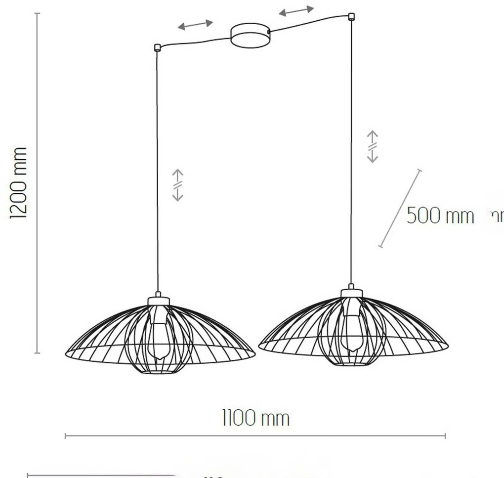 TK Lighting Lampada a sospensione Barbella a gabbia, 2 luci