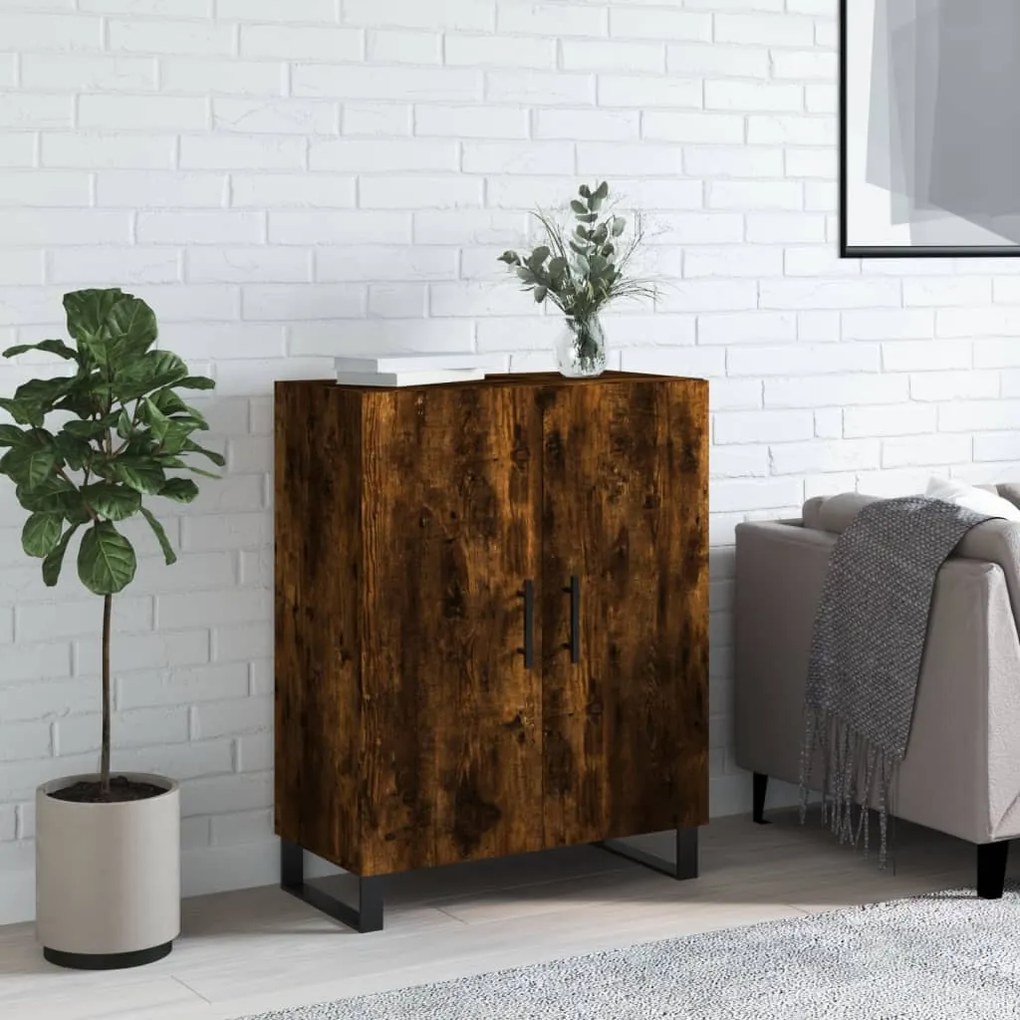 Credenza Rovere Fumo 69,5x34x90 Cm İn Legno Multistrato /