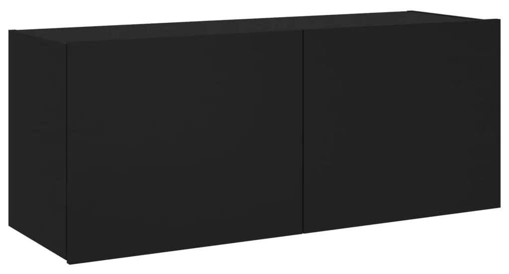 Mobile TV a Parete con Luci LED Nero 100x35x41 cm