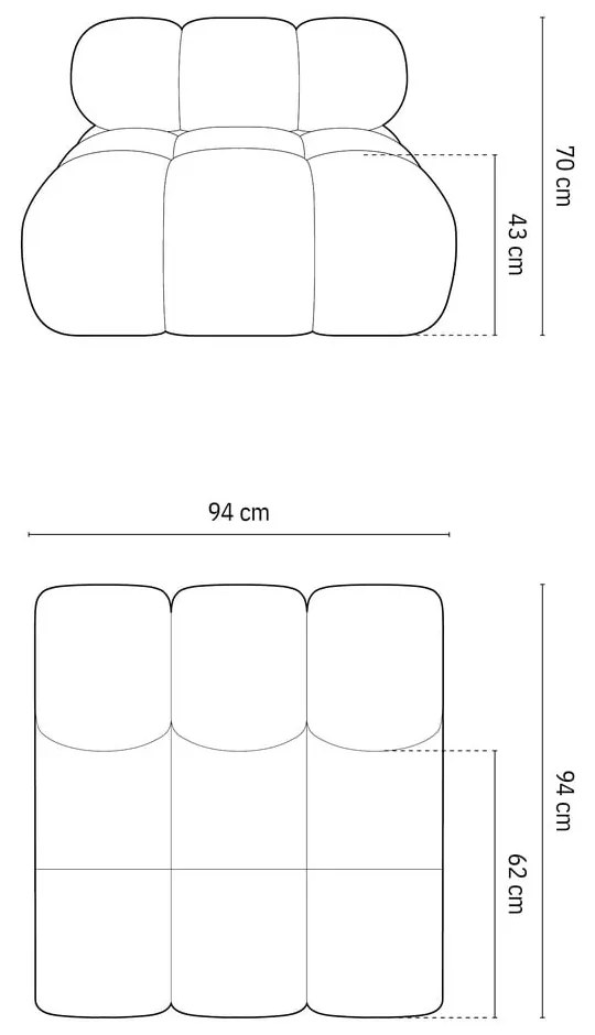 Modulo divano bouclé arancione (parte centrale) Bellis - Micadoni Home