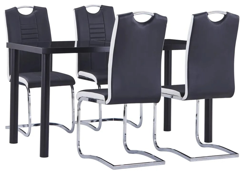 Set Sala Da Pranzo 5 Pz İn Similpelle Nero /
