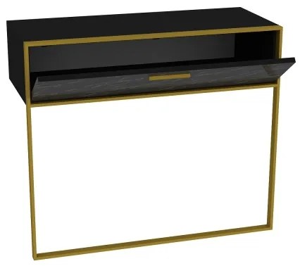 Consolle da parete POLKA 76,8x90 cm oro/nero