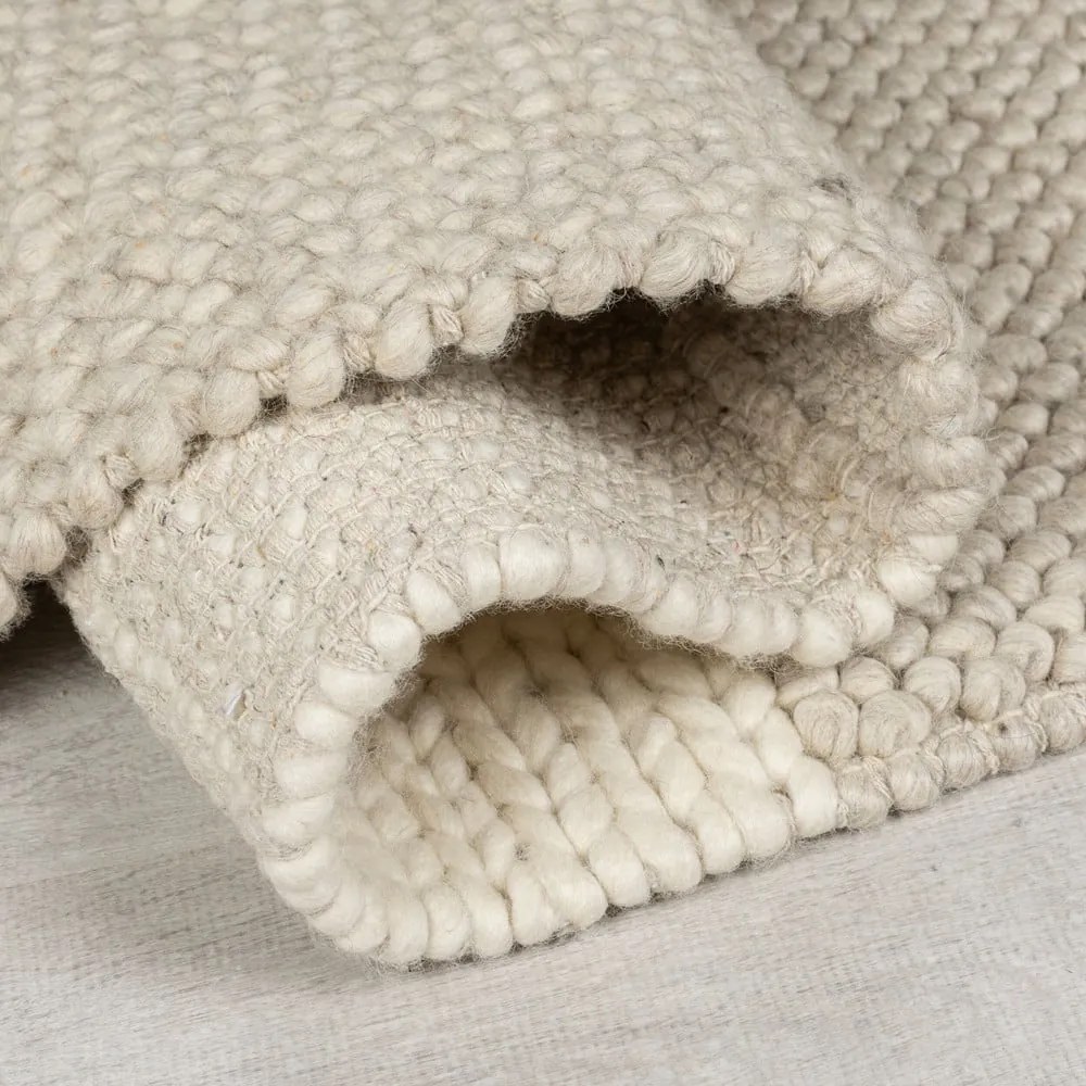 Passatoia beige tessuta a mano in misto lana 60x230 cm Minerals Patchwork - Flair Rugs