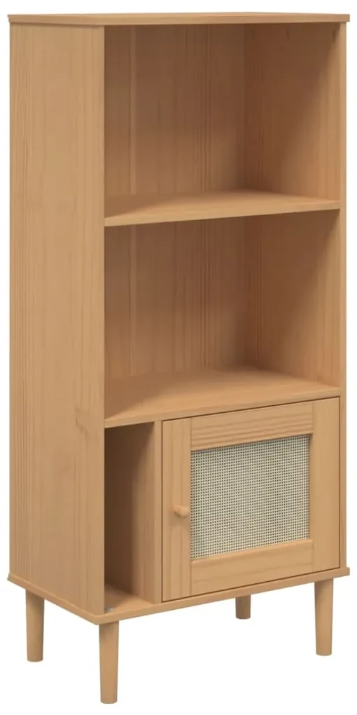 Credenza senja aspetto rattan marrone 60x35x130 cm legno pino