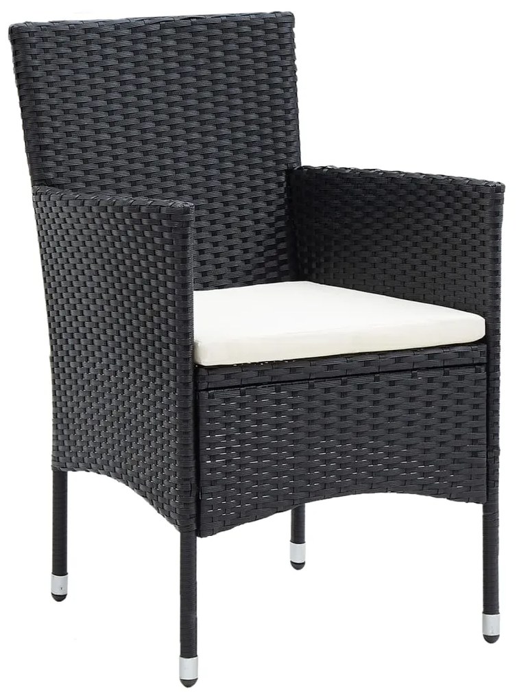 Set bistrot per giardino 5 pz polyrattan e massello acacia nero