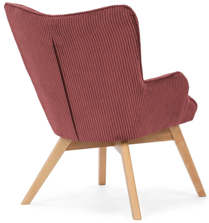 Poltrona rossa con rivestimento in velluto a coste Niko – Ropez