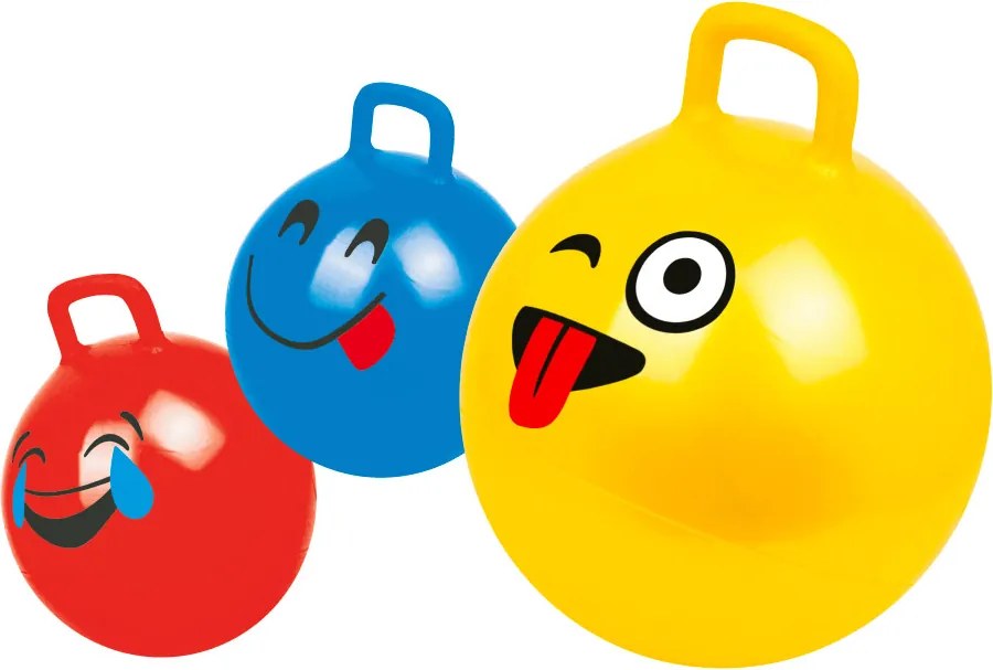 Palla Cavalcabile per Saltare con Maniglia per Bambini Ø55x65 cm con Emoticon Rosso o Giallo o Blu...
