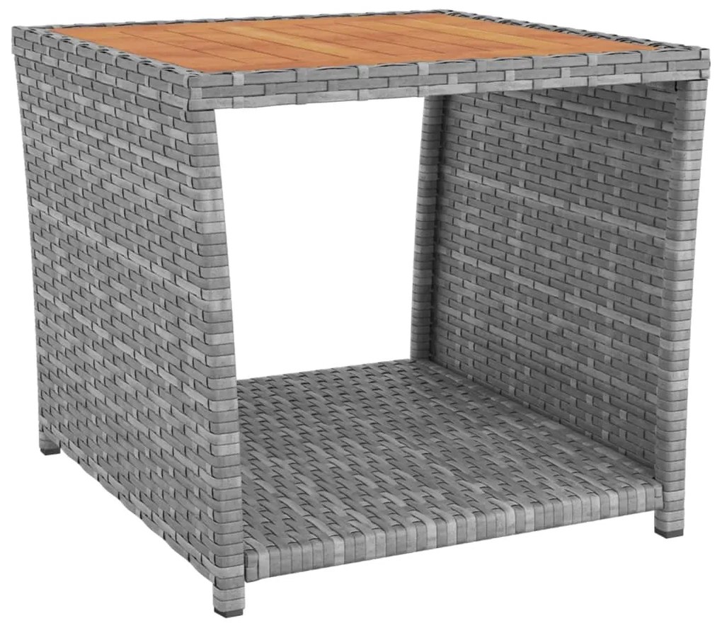 Set mobili giardino 3pz grigio polyrattan legno massello acacia