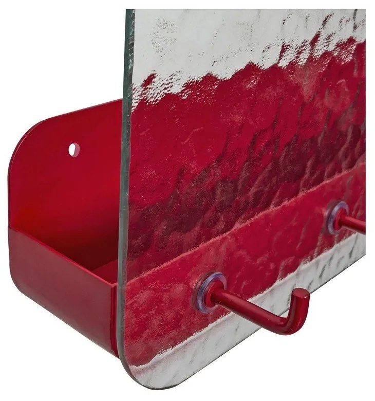 Appendiabiti da parete in metallo rosso con ripiano Shack - Hübsch