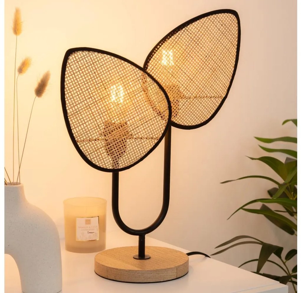 Atmosphera - Lampada da tavolo OLME 2xE27/40W/230V in rattan