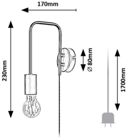 Rabalux 71022 - Lampada da parete MANZUR 1xE27/40W/230V