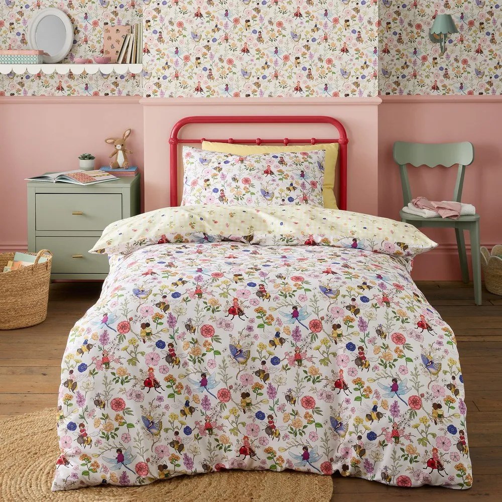 Set copripiumino e federa da bambini in cotone per letto matrimoniale 3 pezzi 200x200 cm Garden Friends – Belle &amp; Boo