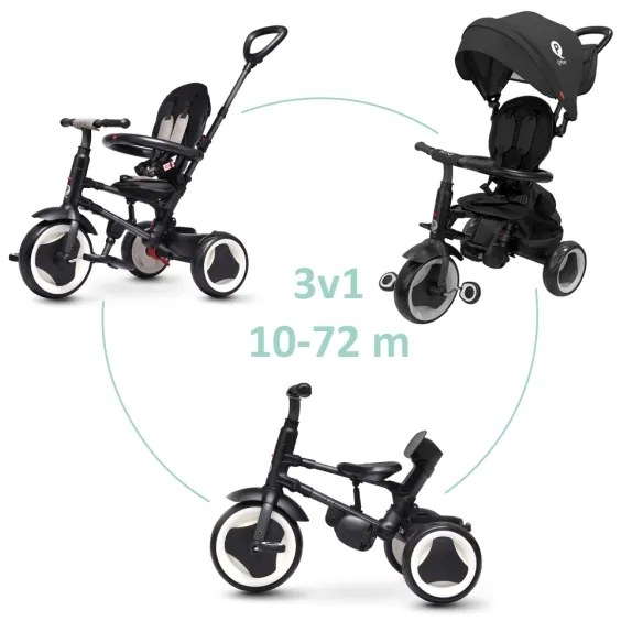 QPlay - Triciclo per bambini 3 in 1 RITO EVA PLUS nero