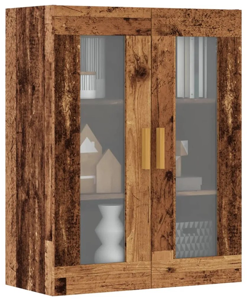 Armadietto Pensile A Parete Legno Antico 69,5x34x90 Cm /
