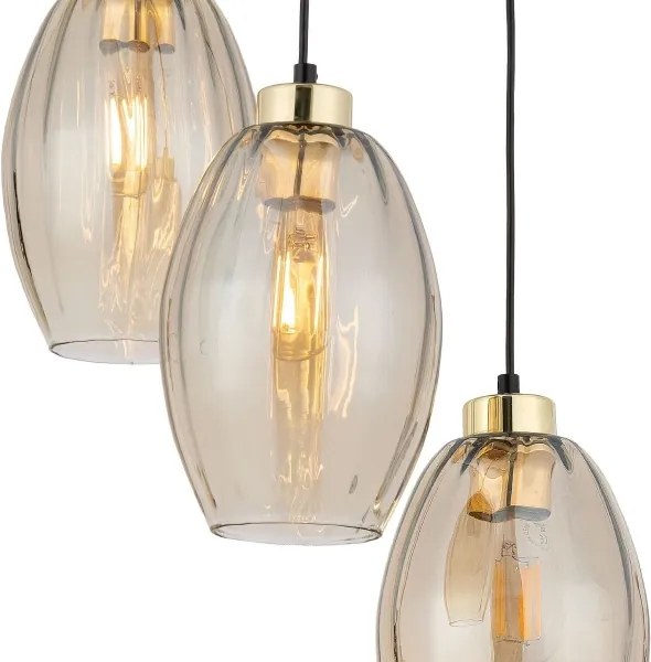 Lampadario LED sospeso a cavo SEBO 3xE27/15W/230V nero/beige fumé