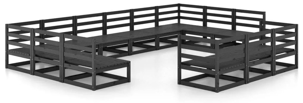 Set divani da giardino 13 pz in legno massello di pino