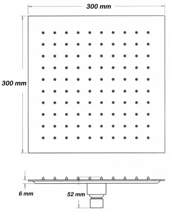 Soffione Quadrato Per La Doccia 30x30 Cm In Acciaio Inossidabile