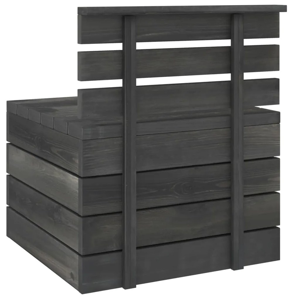 Set Divani da Giardino su Pallet 5 pz Legno Pino Grigio Scuro