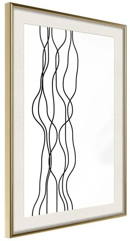 Poster  Wavy Lines  Cornice Quadri Cornice d'oro con passe-partout, Larghezza x Altezza Home decor 30x45