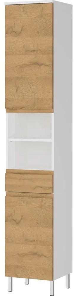 Mobile bagno alto bianco in rovere decorato 34x190 cm Torrance - Germania